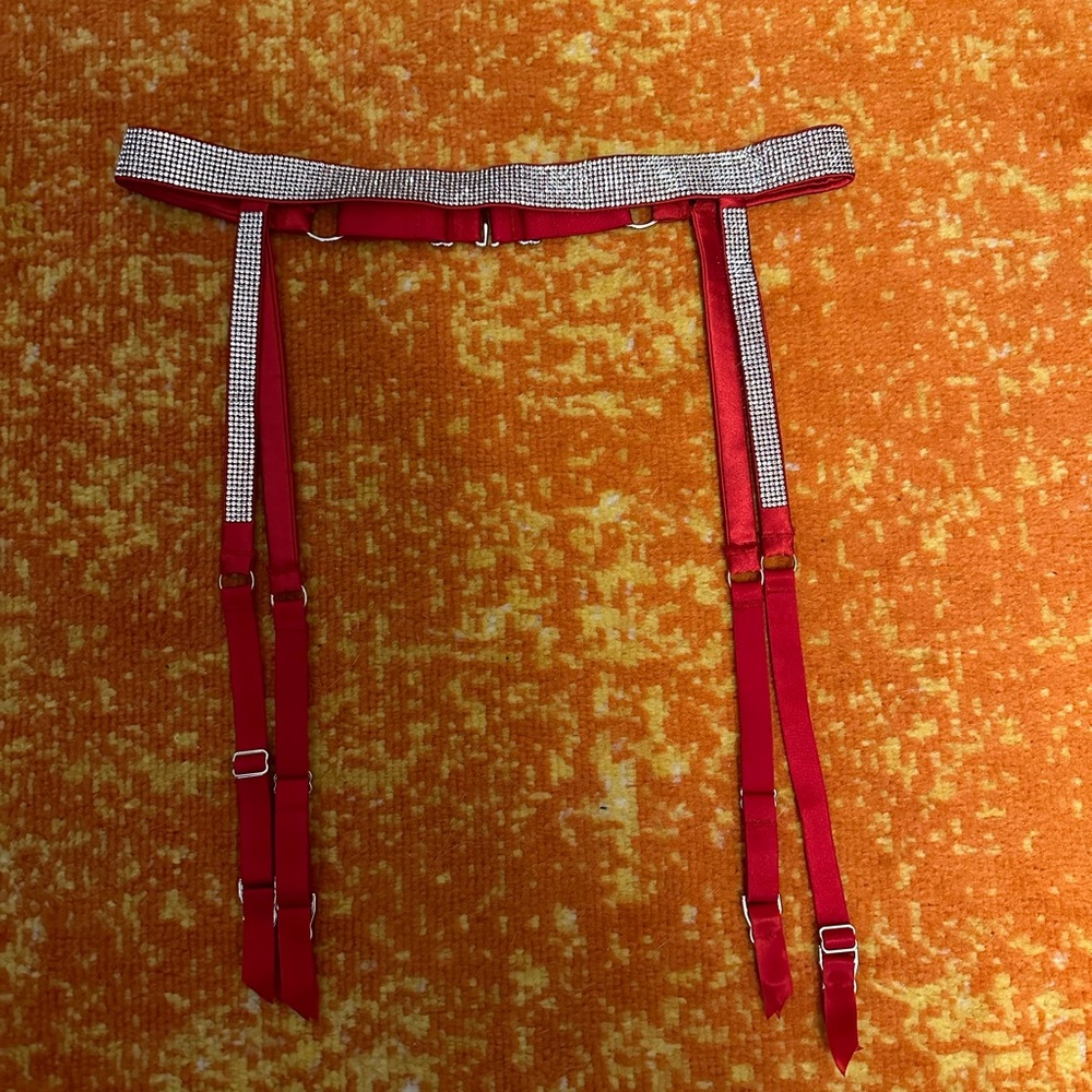 Red Rhinestone VS Garter Belt